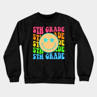 Groovy Fifth Grade Vibes Face Retro Teachers Back To School Crewneck Sweatshirt